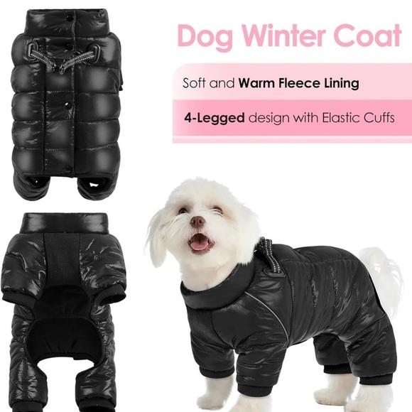 Black and Blue Dog Jacket puffer sweater Set - Picture 2 of 16